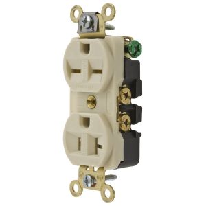 HUBBELL WIRING DEVICE-KELLEMS HBL5292I Straight Receptacle, 15A 125V, 5-15R Ivory, 1 Pk | BD2DTD