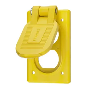 HUBBELL WIRING DEVICE-KELLEMS HBL52CM21 Weatherproof Cover, Yellow Thermoplastic, Corrosion Resistant | AC8QBL 3D194