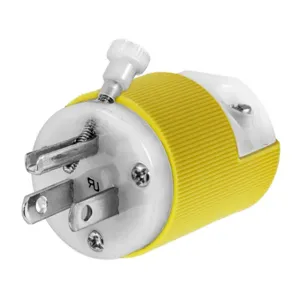 HUBBELL WIRING DEVICE-KELLEMS HBL52CM80C Male Plug, Straight, 2-P 3- W Grounding, 5A 125V, 5-15P, Yellow, 1 Pk | AC8QMY 3D877