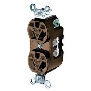 HUBBELL WIRING DEVICE-KELLEMS HBL5302 Straight Receptacle, Duplex, 15A 277VAC, Brown, 1 Pk | AC8QBQ 3D199