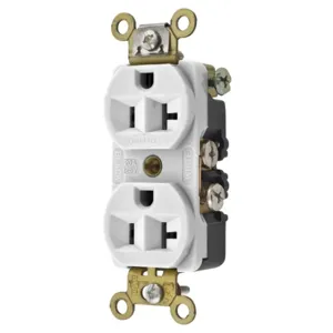 HUBBELL WIRING DEVICE-KELLEMS HBL5342W Straight Receptacle, Duplex, 20A 125V, White, 1 Pk | BC8GWU