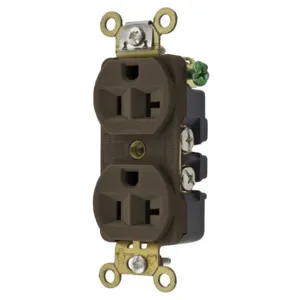 HUBBELL WIRING DEVICE-KELLEMS HBL5352BK Straight Receptacle, Duplex, 20A 125V, Black, 1 Pk | AC2MJA 2LBV9