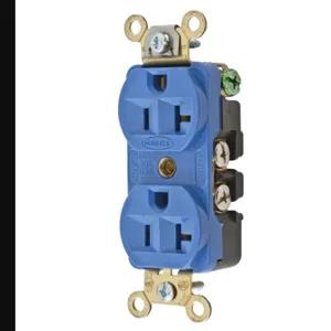 HUBBELL WIRING DEVICE-KELLEMS HBL5352BL Receptacle, Industrial, Standard Duplex, Flush Mount, 20A, 125V AC, Blue | BD4CNE 49YK65