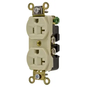 HUBBELL WIRING DEVICE-KELLEMS HBL5352I Straight Receptacle, Duplex, 20A 125V, Ivory, 1 Pk | AD6RNW 4A257