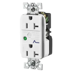 HUBBELL WIRING DEVICE-KELLEMS HBL5360WSA Straight Blade Receptacle, Duplex, 20A, 125V, 2-Pole, 3-Wire Grounding, White | CE6RDU