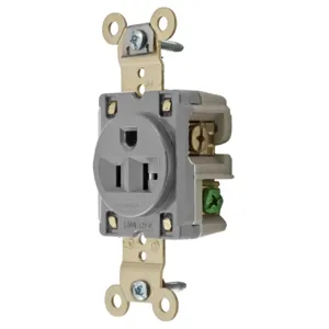 HUBBELL WIRING DEVICE-KELLEMS HBL5361GRY Straight Receptacle, 20A 125V, 5-20R, Gray, 1 Pk | AC3VMU 2WMT3