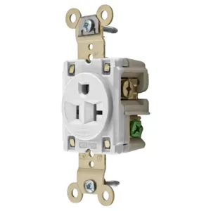 HUBBELL WIRING DEVICE-KELLEMS HBL5361W Straight Receptacle, 20A 125V, 5-20R, White, 1 Pk | AC3VMT 2WMT2