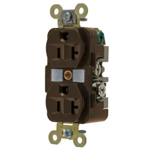 HUBBELL WIRING DEVICE-KELLEMS HBL5362 Straight Blade Receptacle, Screw Mounting, 1 HP, 2-Pole, Brown | AE7QZK 6A668