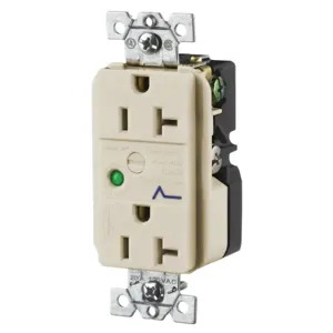 HUBBELL WIRING DEVICE-KELLEMS HBL5362ALSA Duplex Receptacle, 20A, 125V, Almond, With Light And Alarm | BC9KMJ