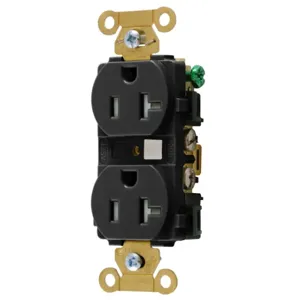 HUBBELL WIRING DEVICE-KELLEMS HBL5362BKTR Straight Receptacle, Duplex, 20A 125V, Black, 1 Pk | BD3QBY