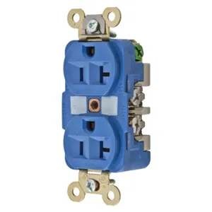 HUBBELL WIRING DEVICE-KELLEMS HBL5362BL Straight Receptacle, Duplex, 20A 125V, Blue, 1 Pk | BD2AHM