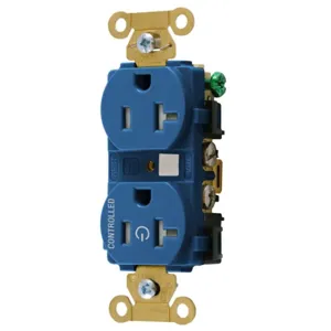 HUBBELL WIRING DEVICE-KELLEMS HBL5362C1BLTR Straight Receptacle, 20A 125V, 2P - 3W, Blue | CE6QXD