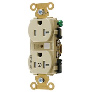 HUBBELL WIRING DEVICE-KELLEMS HBL5362C1ITR Straight Receptacle, 20A 125V, 2P - 3W, Ivory | CE6QXF