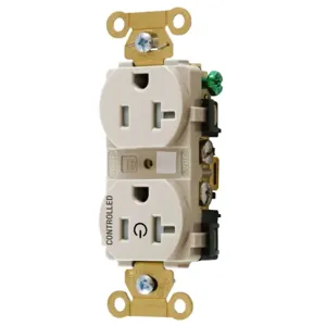 HUBBELL WIRING DEVICE-KELLEMS HBL5362C1LATR Straight Receptacle, 20A 125V, 2P - 3W, Light Almond | CE6QXG