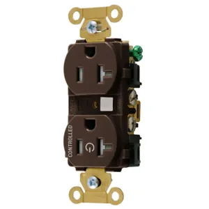 HUBBELL WIRING DEVICE-KELLEMS HBL5362C1TR Straight Receptacle, 20A 125V, 2P - 3W, Brown | CE6QXJ