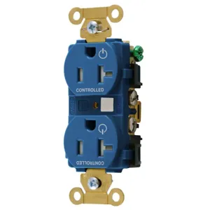 HUBBELL WIRING DEVICE-KELLEMS HBL5362C2BLTR Straight Receptacle, 20A 125V, 2P - 3W, Blue | CE6QXM