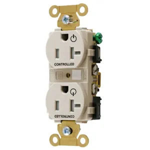 HUBBELL WIRING DEVICE-KELLEMS HBL5362C2LATR Straight Receptacle, 20A 125V, 2P - 3W, Light Almond | CE6QXQ