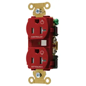 HUBBELL WIRING DEVICE-KELLEMS HBL5362C2RTR Straight Receptacle, 20A 125V, 2P - 3W, Red | CE6QXR