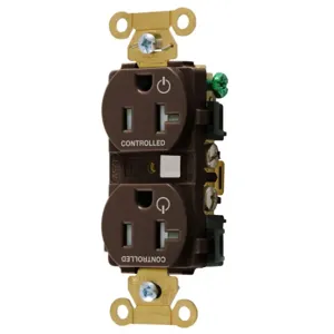 HUBBELL WIRING DEVICE-KELLEMS HBL5362C2TR Straight Receptacle, 20A 125V, 2P - 3W, Brown | CE6QXT