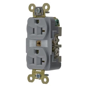HUBBELL WIRING DEVICE-KELLEMS HBL5362GY Straight Receptacle, Duplex, 20A 125V, Gray, 1 Pk | AE7ZHP 6C606
