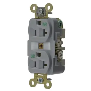 HUBBELL WIRING DEVICE-KELLEMS HBL5362GYWR Straight Receptacle, Duplex, 20A 125V, Gray, 1 Pk | AC2ALL 2HEE7