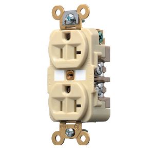 HUBBELL WIRING DEVICE-KELLEMS HBL5362I Straight Receptacle, Duplex, 20A 125V, Ivory, 1 Pk | AE7QZL 6A669