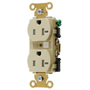 HUBBELL WIRING DEVICE-KELLEMS HBL5362ITR Straight Receptacle, Duplex, 20A 125V, Ivory, 1 Pk | BD4HYX