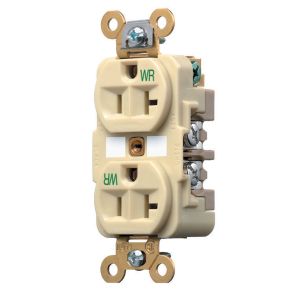 HUBBELL WIRING DEVICE-KELLEMS HBL5362IWR Straight Receptacle, Duplex, 20A 125V, Ivory, 1 Pk | AC2ALM 2HEE8