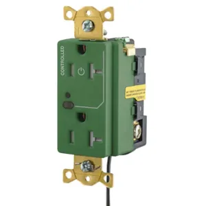 HUBBELL WIRING DEVICE-KELLEMS HBL5362LC1GN Logic Load Control Receptacle, Split Circuit, 2-Pole, 20A, 125V, Green | BD4KBB