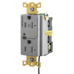 HUBBELL WIRING DEVICE-KELLEMS HBL5362LC1GY Logic Load Control Receptacle, Split Circuit, 2-Pole, 20A, 125V, Gray | BD4KBC