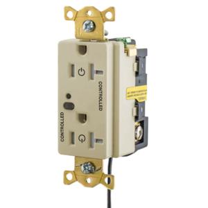 HUBBELL WIRING DEVICE-KELLEMS HBL5362LC2I Logic Load Control Receptacle, Fully Controlled, 2-Pole, 20A, 125V, Ivory | BD4NJF