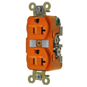 HUBBELL WIRING DEVICE-KELLEMS HBL5362M4 Straight Receptacle, Duplex, 20A 125V, Orange, Bulk Pack | CE6QXV