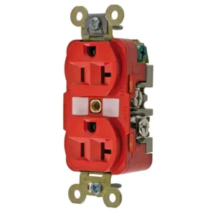 HUBBELL WIRING DEVICE-KELLEMS HBL5362R Straight Receptacle, Duplex, 20A 125V, Red, 1 Pk | AC8QNE 3D902