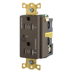 HUBBELL WIRING DEVICE-KELLEMS HBL5362RFC2 Logic Load Control Receptacle, Fully Controlled, 2-Pole, 20A, 125V, Brown | BD4EDV