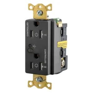 HUBBELL WIRING DEVICE-KELLEMS HBL5362RFC2BK Logic Load Control Receptacle, Fully Controlled, 2-Pole, 20A, 125V, Black | BD4HYY