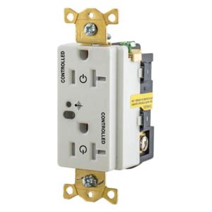 HUBBELL WIRING DEVICE-KELLEMS HBL5362RFC2W Logic Load Control Receptacle, Fully Controlled, 2-Pole, 20A, 125V, White | BD4KBF