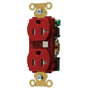 HUBBELL WIRING DEVICE-KELLEMS HBL5362RTR Straight Receptacle, Duplex, 20A 125V, Red | BD4PFW