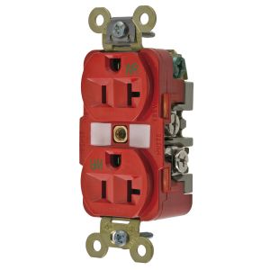 HUBBELL WIRING DEVICE-KELLEMS HBL5362RWR Straight Receptacle, Duplex, 20A 125V, Red, 1 Pk | AC2ALN 2HEE9