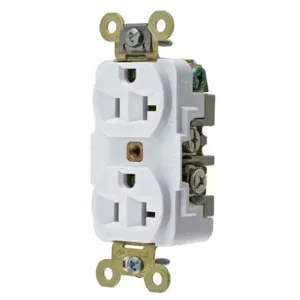 HUBBELL WIRING DEVICE-KELLEMS HBL5362W Straight Receptacle, Duplex, 20A 125V, White, 1 Pk | AE7ZHQ 6C607