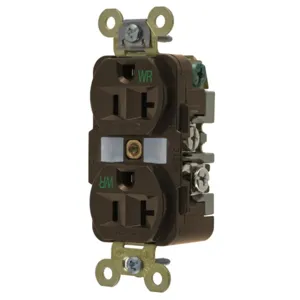 HUBBELL WIRING DEVICE-KELLEMS HBL5362WR Straight Receptacle, Duplex, 20A 125V, Brown, 1 Pk | AC2ALP 2HEF1