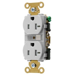 HUBBELL WIRING DEVICE-KELLEMS HBL5362WTR Straight Receptacle, Duplex, 20A 125V, White | BD3PED