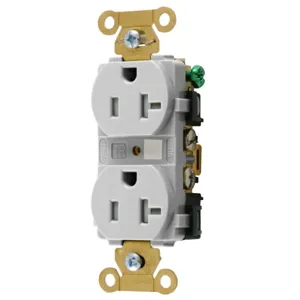 HUBBELL WIRING DEVICE-KELLEMS HBL5362WTR Straight Receptacle, Duplex, 20A 125V, White | BD3PED