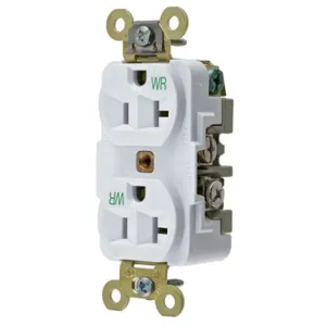 HUBBELL WIRING DEVICE-KELLEMS HBL5362WWR Straight Receptacle, Duplex, 20A 125V, White, 1 Pk | AC2ALQ 2HEF2