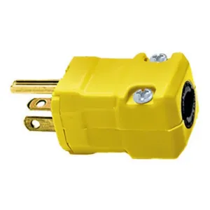 HUBBELL WIRING DEVICE-KELLEMS HBL5364VY Straight Blade Male Plug, 2-P 3-W Grounding, 20A 125V, 5-20P, Yellow, 1 Pk | AC8QBV 3D207