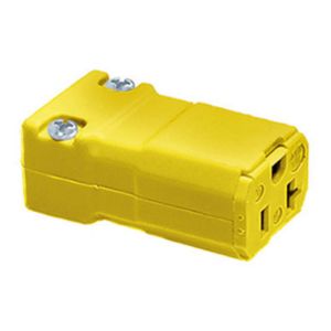 HUBBELL WIRING DEVICE-KELLEMS HBL5969VY Female Connector,Straight, 15A 125V, 5-15R, Yellow, 1 Pk | AD6RNT 4A254