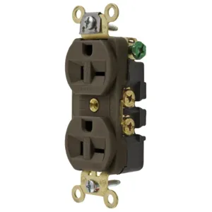 HUBBELL WIRING DEVICE-KELLEMS HBL5392 Straight Receptacle, Duplex, 20A 125V, Brown, 1 Pk | BC8GRK