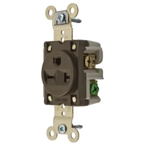 HUBBELL WIRING DEVICE-KELLEMS HBL5461 Straight Receptacle, 20A 250V, 6-20R, Brown, 1 Pk | AB4CXE 1X989