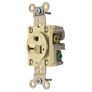 HUBBELL WIRING DEVICE-KELLEMS HBL5461I Straight Receptacle, 20A 250V, 6-20R, Ivory, 1 Pk | AE7LFH 5Z833