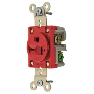 HUBBELL WIRING DEVICE-KELLEMS HBL5461R Straight Receptacle, 20A 250V, 6-20R, Red, 1 Pk | BD3KTW