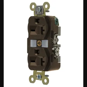 HUBBELL WIRING DEVICE-KELLEMS HBL5462 Straight Receptacle, Duplex, 20A 250V, 6-20R, Brown, 1 Pk | AB4CXF 1X990